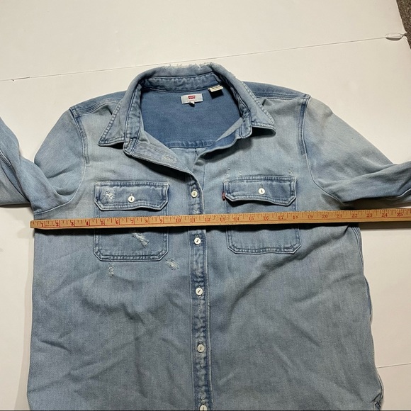 Levi’s Distressed Casual Light Wash Denim Jean Jackets Button Up Closure Size XL - Picture 7 of 7